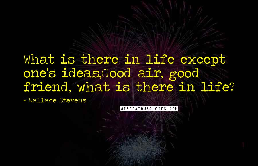 Wallace Stevens Quotes: What is there in life except one's ideas,Good air, good friend, what is there in life?