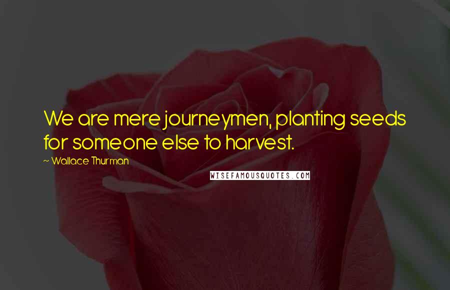 Wallace Thurman Quotes: We are mere journeymen, planting seeds for someone else to harvest.
