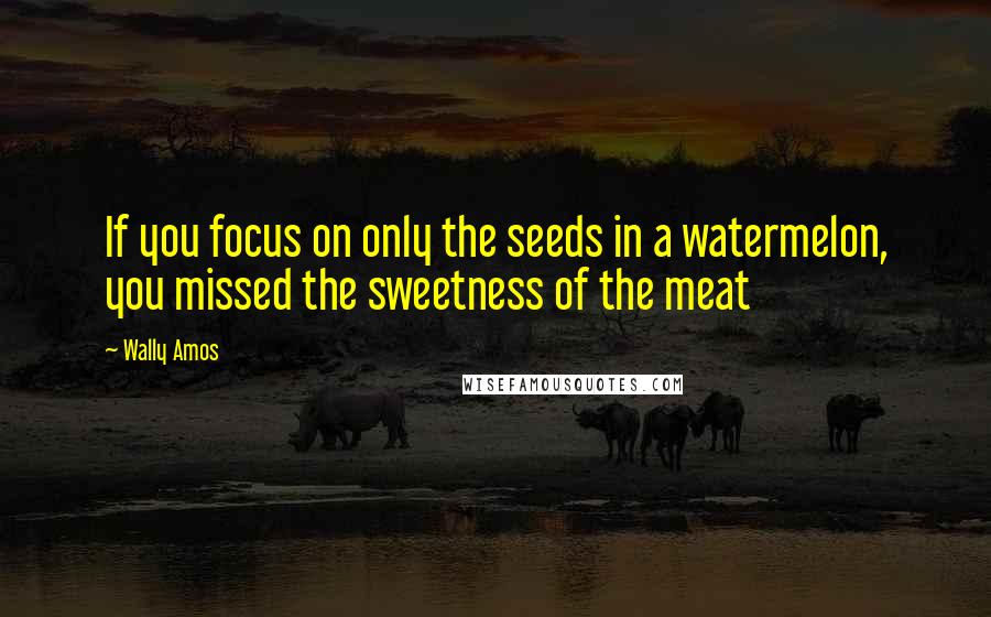 Wally Amos Quotes: If you focus on only the seeds in a watermelon, you missed the sweetness of the meat
