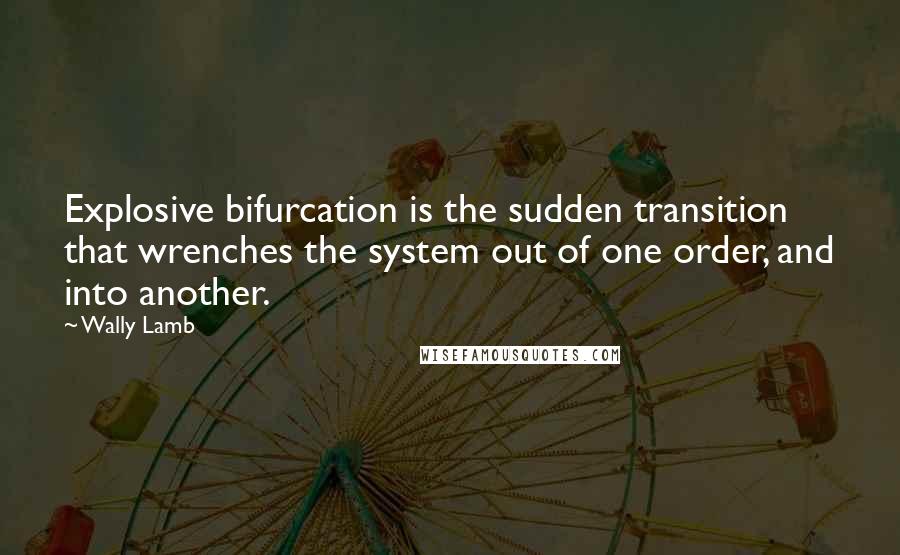 Wally Lamb Quotes: Explosive bifurcation is the sudden transition that wrenches the system out of one order, and into another.