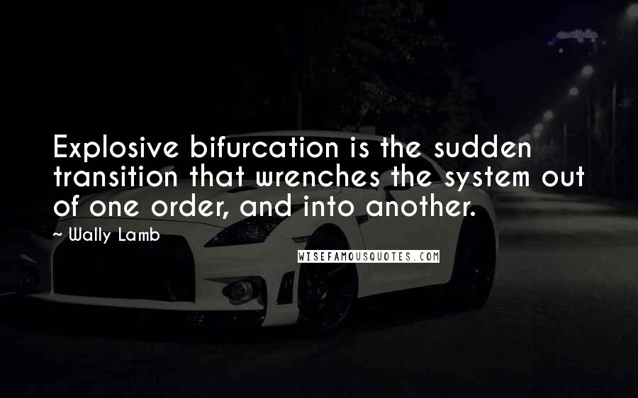 Wally Lamb Quotes: Explosive bifurcation is the sudden transition that wrenches the system out of one order, and into another.