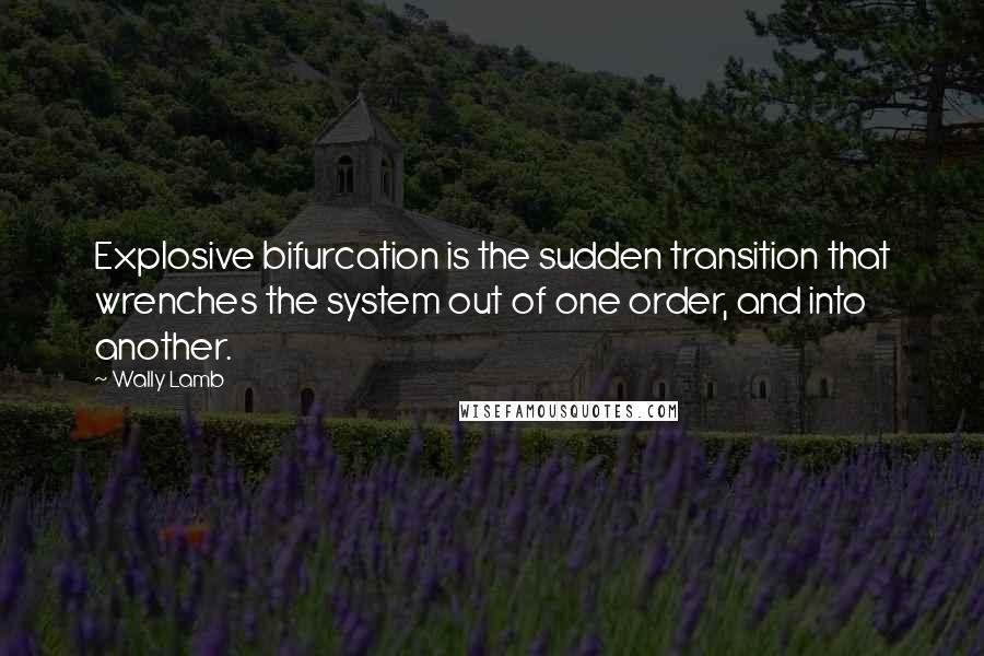 Wally Lamb Quotes: Explosive bifurcation is the sudden transition that wrenches the system out of one order, and into another.