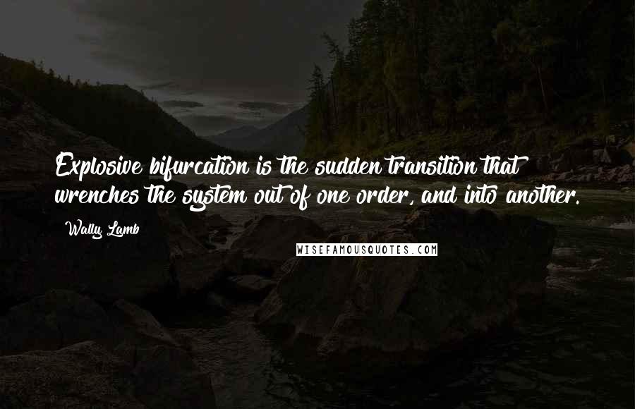 Wally Lamb Quotes: Explosive bifurcation is the sudden transition that wrenches the system out of one order, and into another.