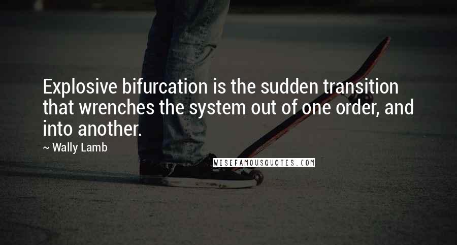 Wally Lamb Quotes: Explosive bifurcation is the sudden transition that wrenches the system out of one order, and into another.