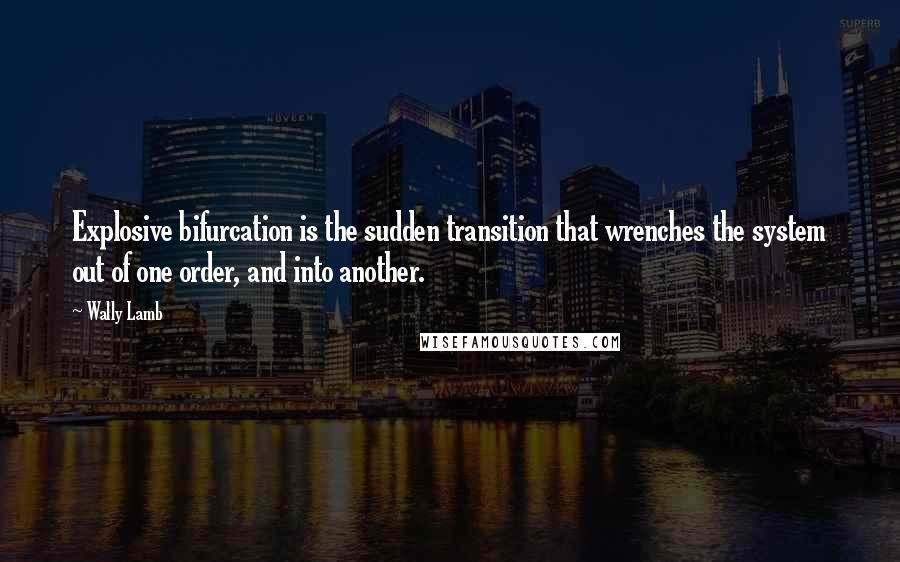 Wally Lamb Quotes: Explosive bifurcation is the sudden transition that wrenches the system out of one order, and into another.