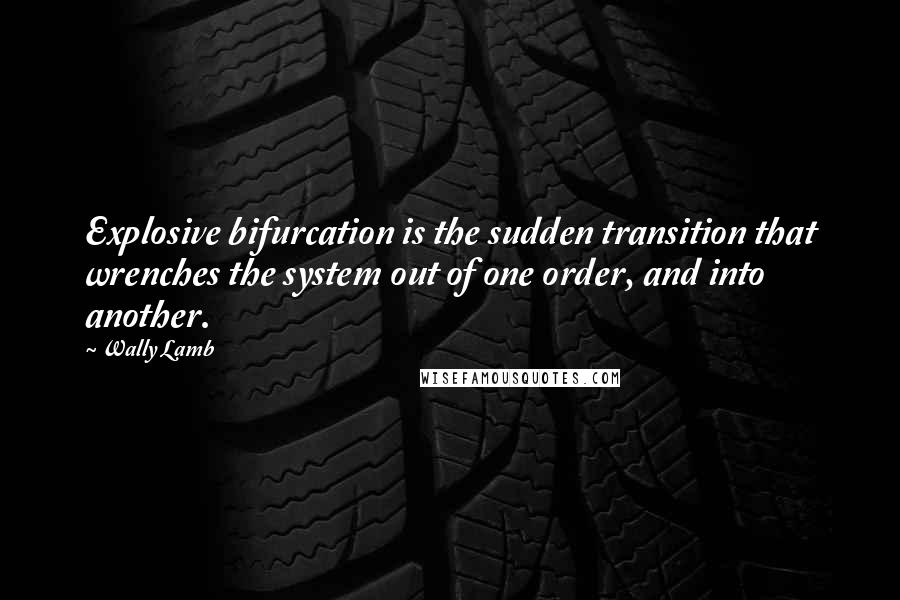 Wally Lamb Quotes: Explosive bifurcation is the sudden transition that wrenches the system out of one order, and into another.