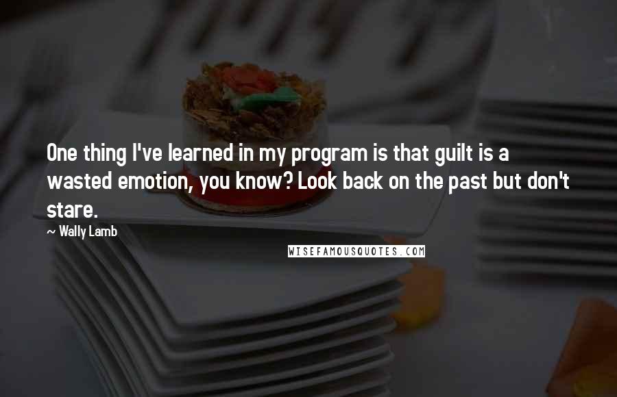 Wally Lamb Quotes: One thing I've learned in my program is that guilt is a wasted emotion, you know? Look back on the past but don't stare.