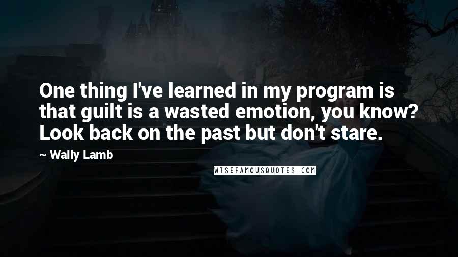 Wally Lamb Quotes: One thing I've learned in my program is that guilt is a wasted emotion, you know? Look back on the past but don't stare.