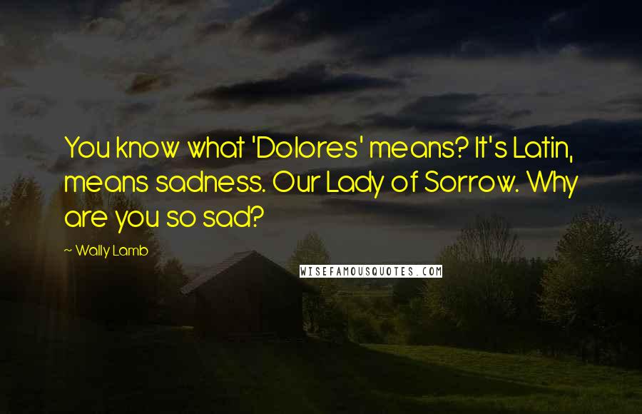 Wally Lamb Quotes: You know what 'Dolores' means? It's Latin, means sadness. Our Lady of Sorrow. Why are you so sad?