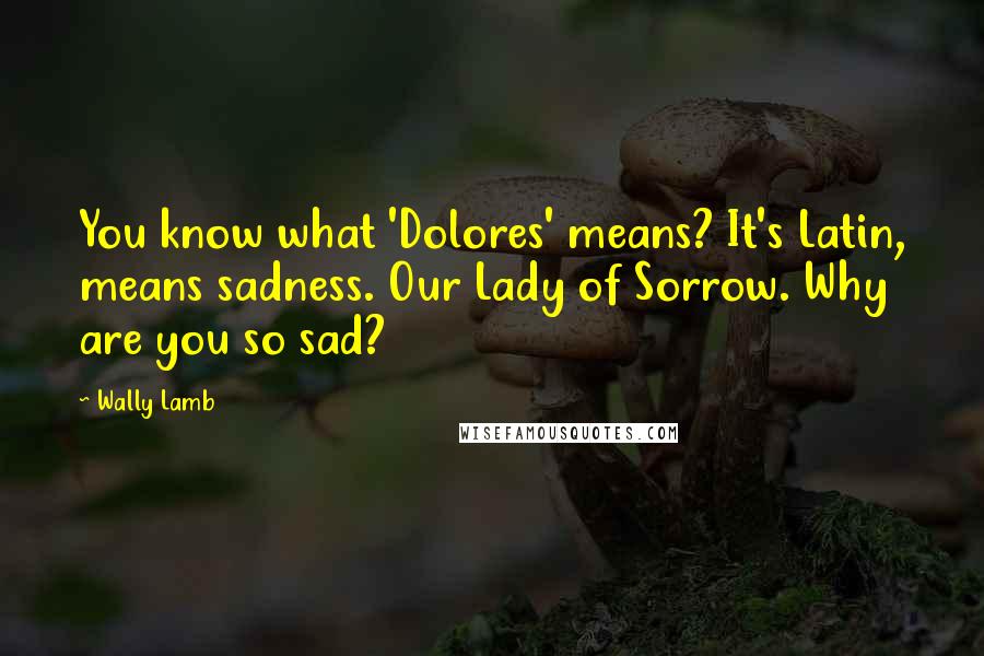 Wally Lamb Quotes: You know what 'Dolores' means? It's Latin, means sadness. Our Lady of Sorrow. Why are you so sad?