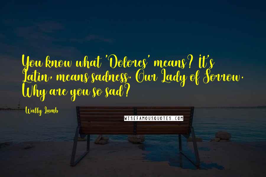 Wally Lamb Quotes: You know what 'Dolores' means? It's Latin, means sadness. Our Lady of Sorrow. Why are you so sad?