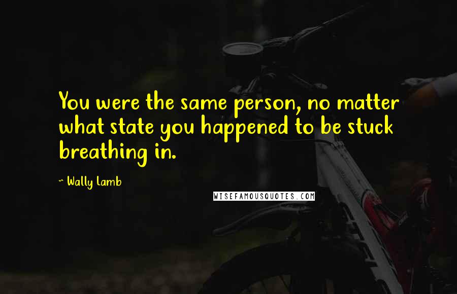 Wally Lamb Quotes: You were the same person, no matter what state you happened to be stuck breathing in.