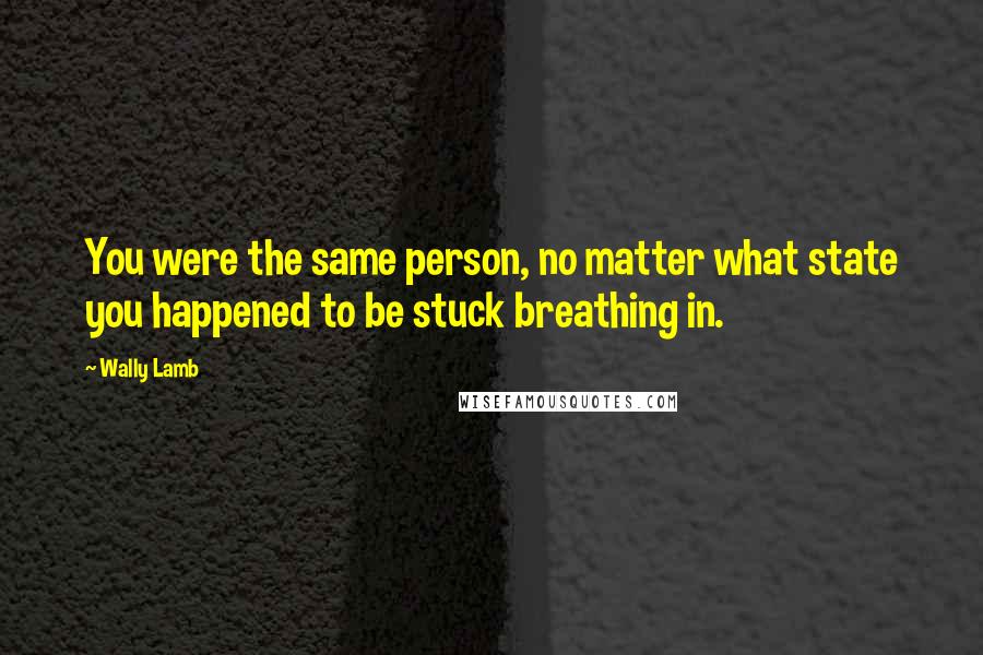 Wally Lamb Quotes: You were the same person, no matter what state you happened to be stuck breathing in.