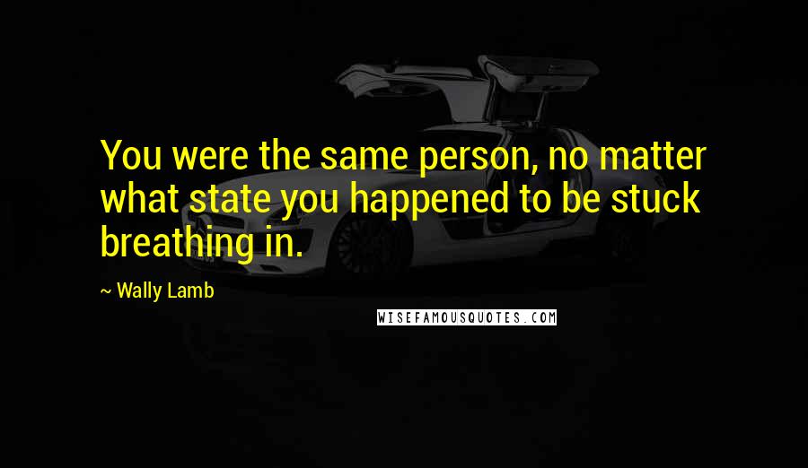 Wally Lamb Quotes: You were the same person, no matter what state you happened to be stuck breathing in.