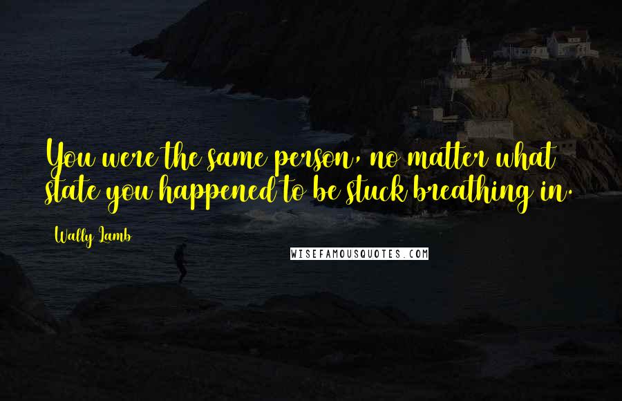 Wally Lamb Quotes: You were the same person, no matter what state you happened to be stuck breathing in.