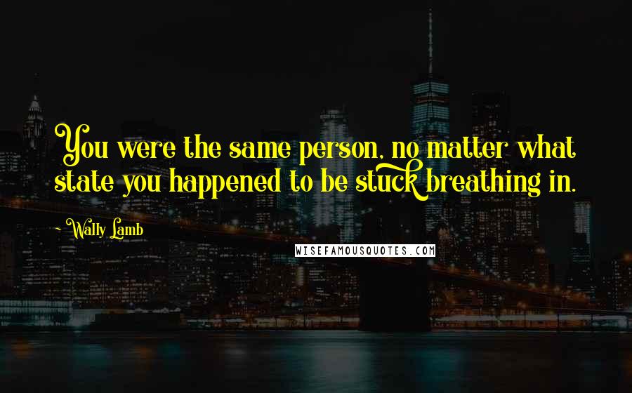 Wally Lamb Quotes: You were the same person, no matter what state you happened to be stuck breathing in.