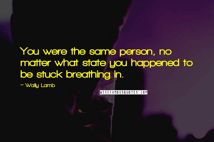 Wally Lamb Quotes: You were the same person, no matter what state you happened to be stuck breathing in.