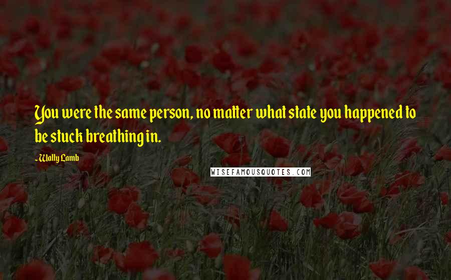 Wally Lamb Quotes: You were the same person, no matter what state you happened to be stuck breathing in.