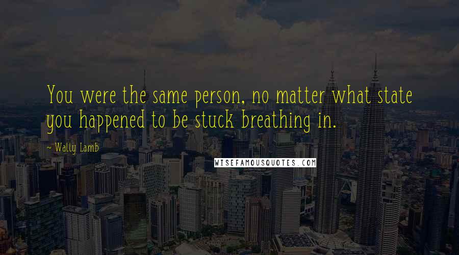 Wally Lamb Quotes: You were the same person, no matter what state you happened to be stuck breathing in.