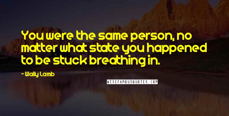 Wally Lamb Quotes: You were the same person, no matter what state you happened to be stuck breathing in.