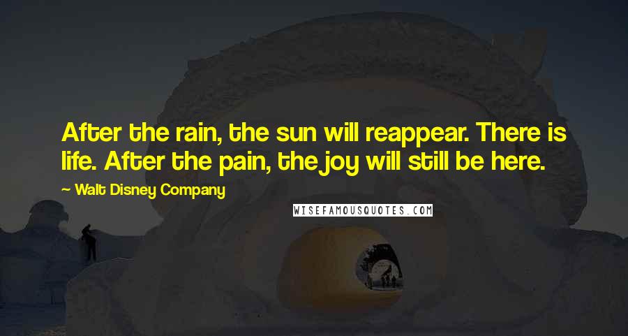 Walt Disney Company Quotes: After the rain, the sun will reappear. There is life. After the pain, the joy will still be here.