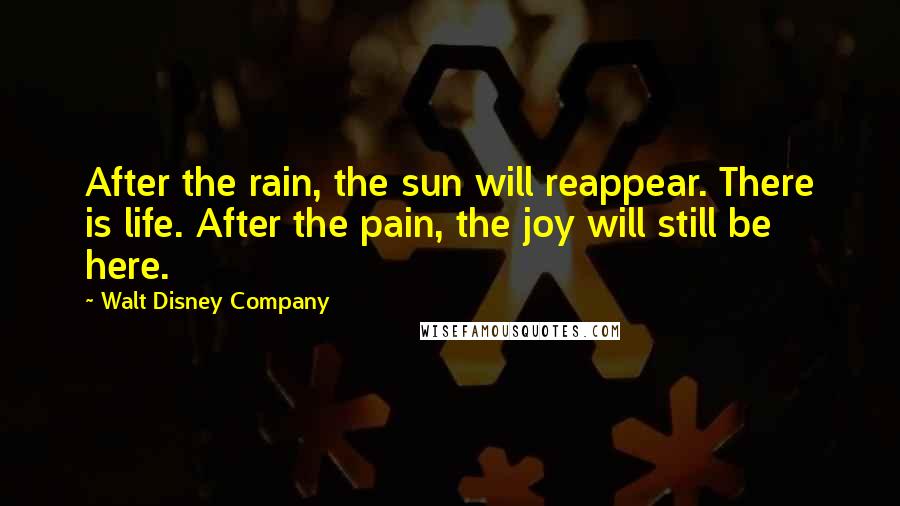 Walt Disney Company Quotes: After the rain, the sun will reappear. There is life. After the pain, the joy will still be here.