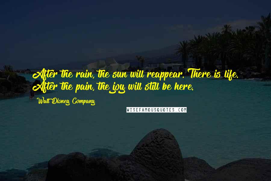 Walt Disney Company Quotes: After the rain, the sun will reappear. There is life. After the pain, the joy will still be here.