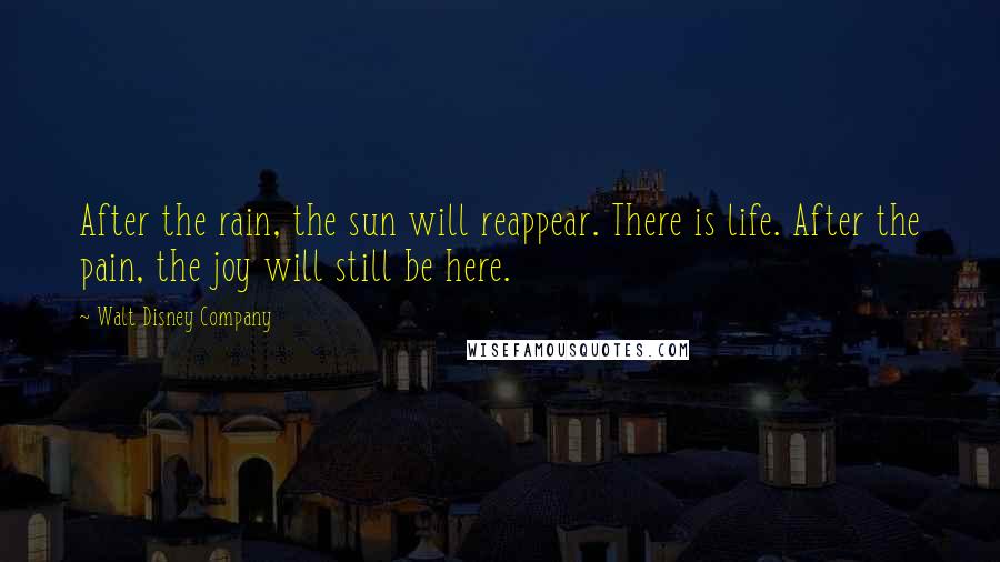 Walt Disney Company Quotes: After the rain, the sun will reappear. There is life. After the pain, the joy will still be here.