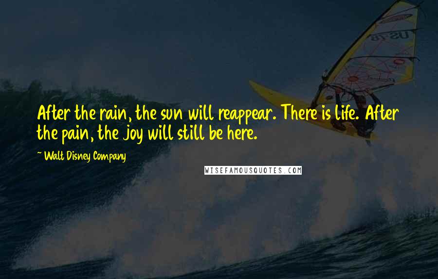 Walt Disney Company Quotes: After the rain, the sun will reappear. There is life. After the pain, the joy will still be here.