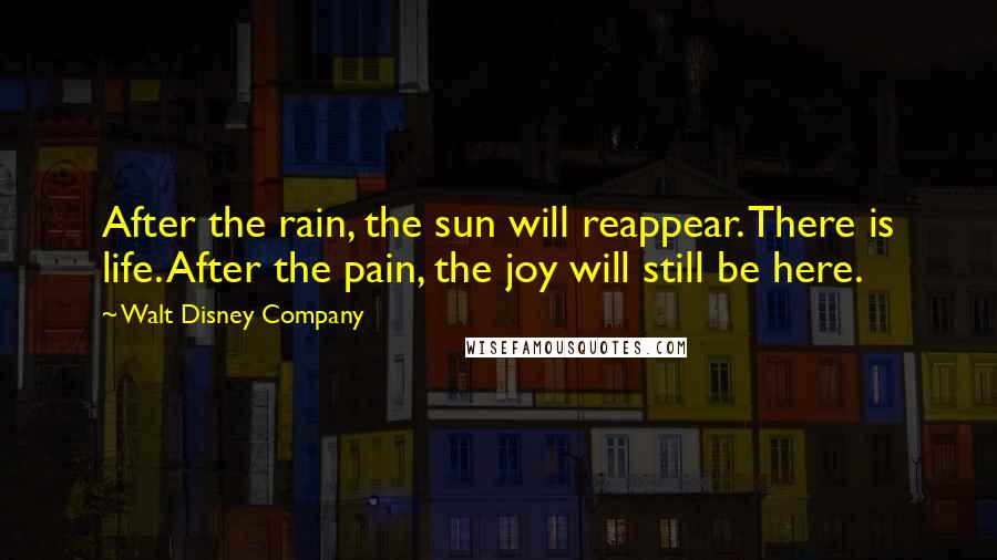 Walt Disney Company Quotes: After the rain, the sun will reappear. There is life. After the pain, the joy will still be here.