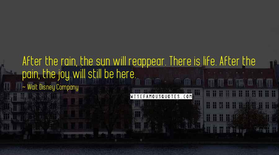 Walt Disney Company Quotes: After the rain, the sun will reappear. There is life. After the pain, the joy will still be here.