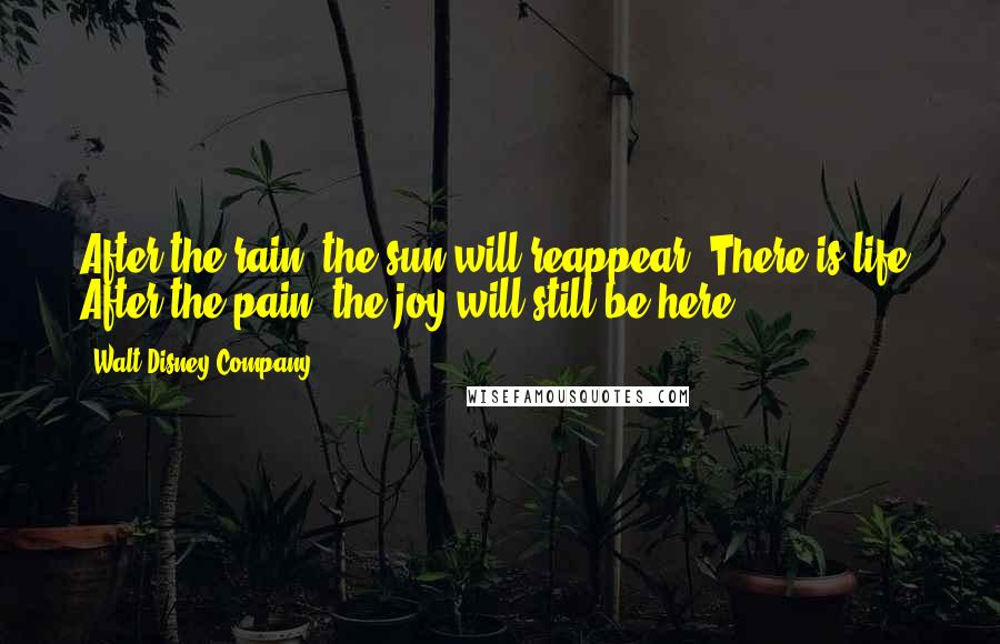 Walt Disney Company Quotes: After the rain, the sun will reappear. There is life. After the pain, the joy will still be here.