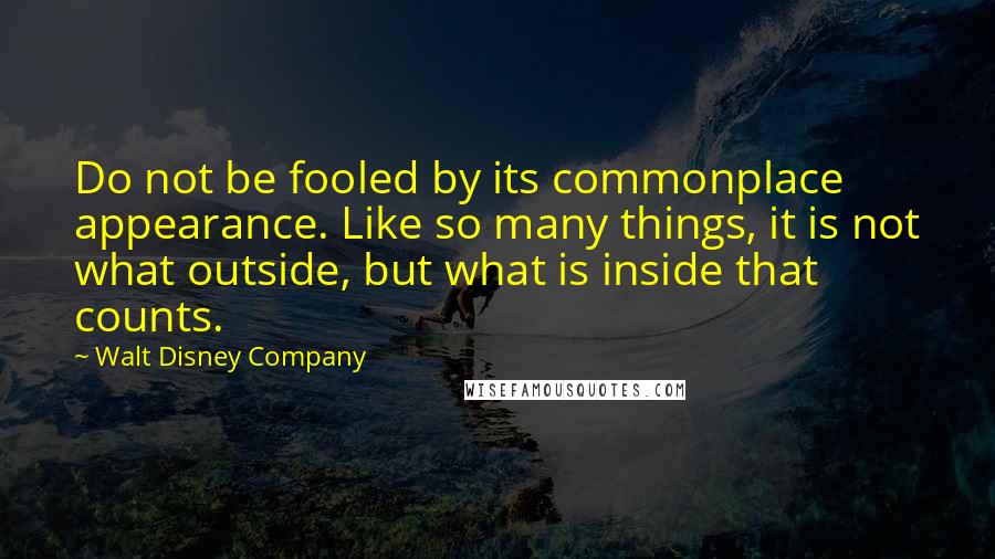 Walt Disney Company Quotes: Do not be fooled by its commonplace appearance. Like so many things, it is not what outside, but what is inside that counts.