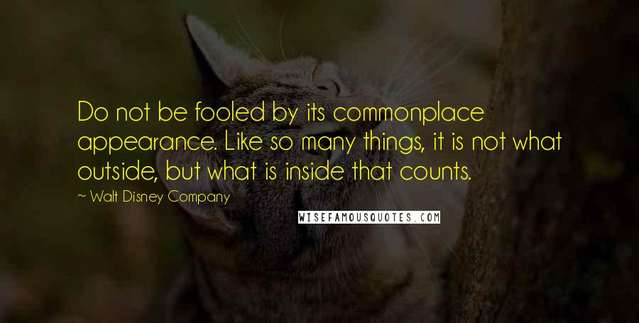 Walt Disney Company Quotes: Do not be fooled by its commonplace appearance. Like so many things, it is not what outside, but what is inside that counts.