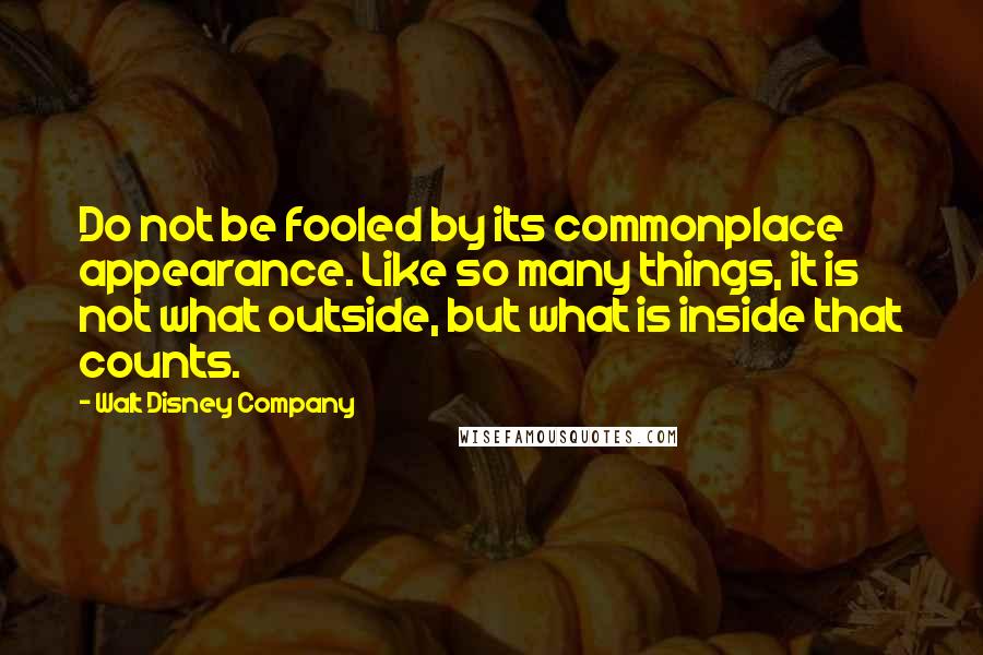 Walt Disney Company Quotes: Do not be fooled by its commonplace appearance. Like so many things, it is not what outside, but what is inside that counts.