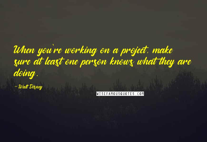 Walt Disney Quotes: When you're working on a project, make sure at least one person knows what they are doing.