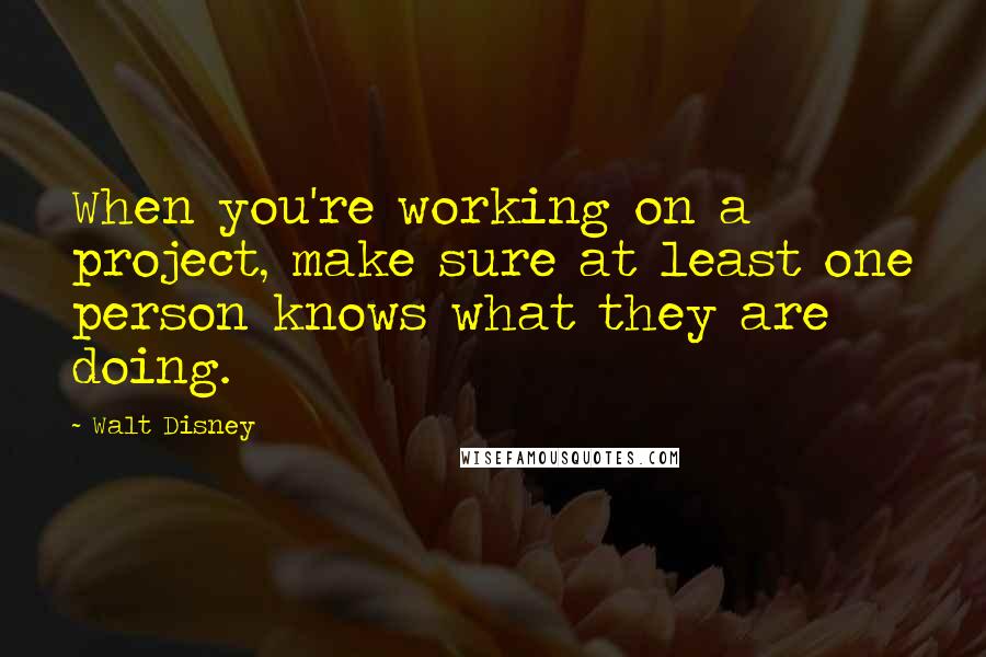 Walt Disney Quotes: When you're working on a project, make sure at least one person knows what they are doing.