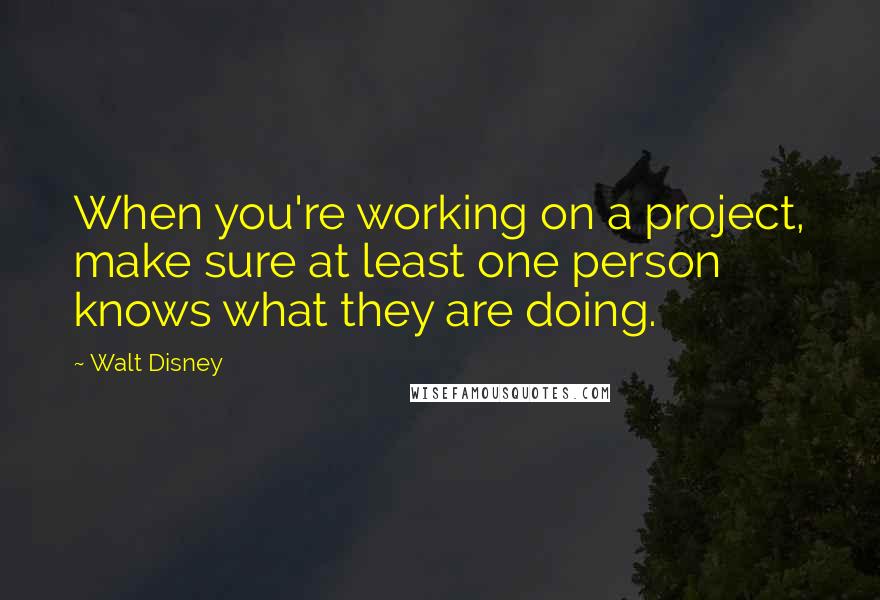 Walt Disney Quotes: When you're working on a project, make sure at least one person knows what they are doing.