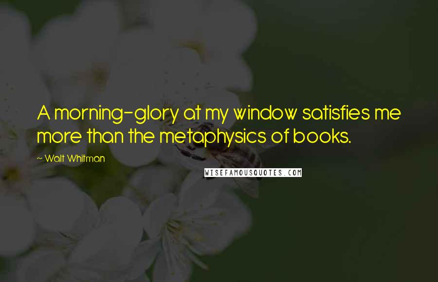 Walt Whitman Quotes: A morning-glory at my window satisfies me more than the metaphysics of books.