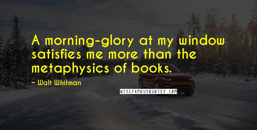Walt Whitman Quotes: A morning-glory at my window satisfies me more than the metaphysics of books.