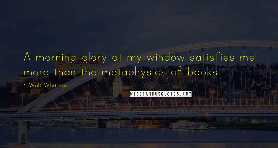Walt Whitman Quotes: A morning-glory at my window satisfies me more than the metaphysics of books.
