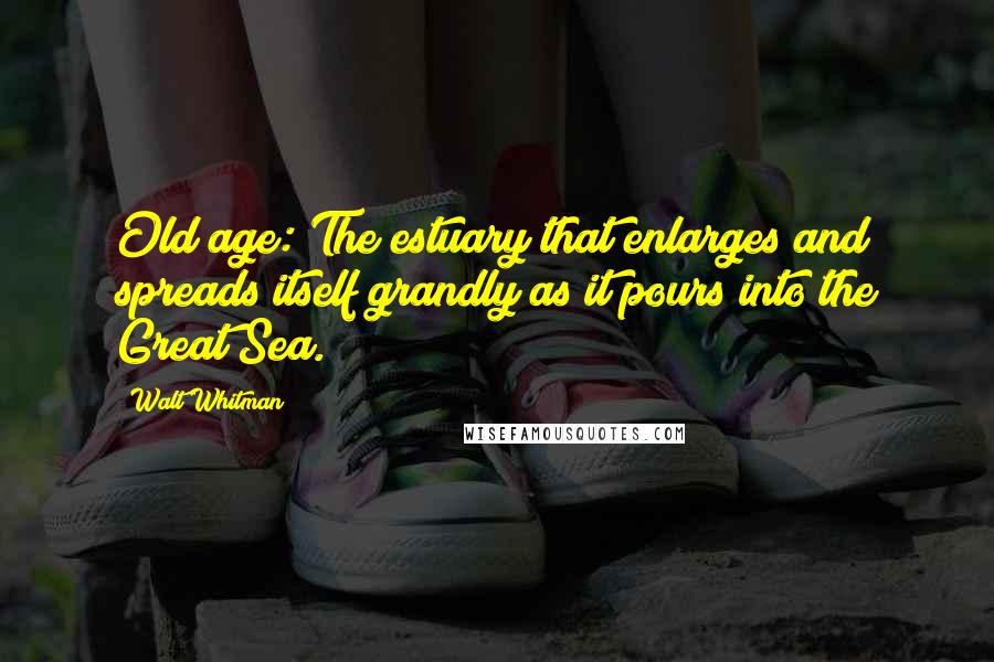 Walt Whitman Quotes: Old age: The estuary that enlarges and spreads itself grandly as it pours into the Great Sea.