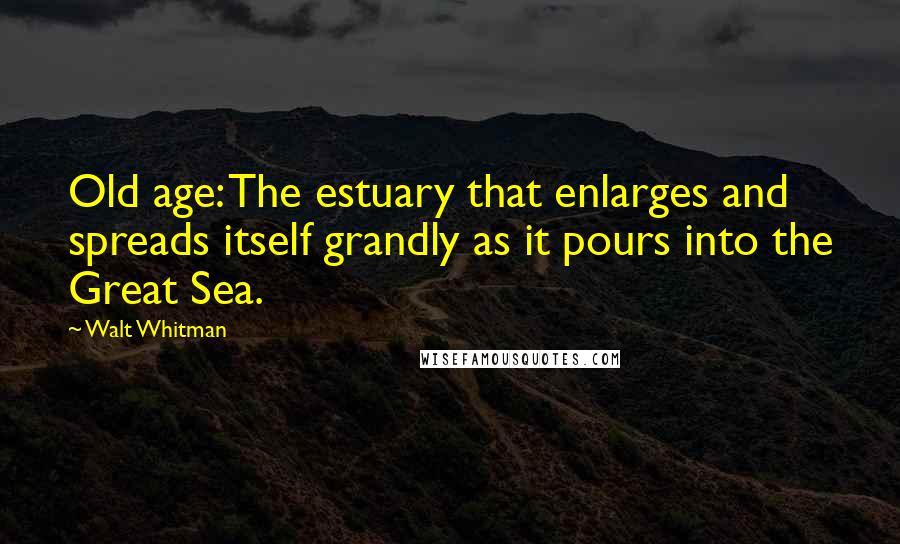 Walt Whitman Quotes: Old age: The estuary that enlarges and spreads itself grandly as it pours into the Great Sea.