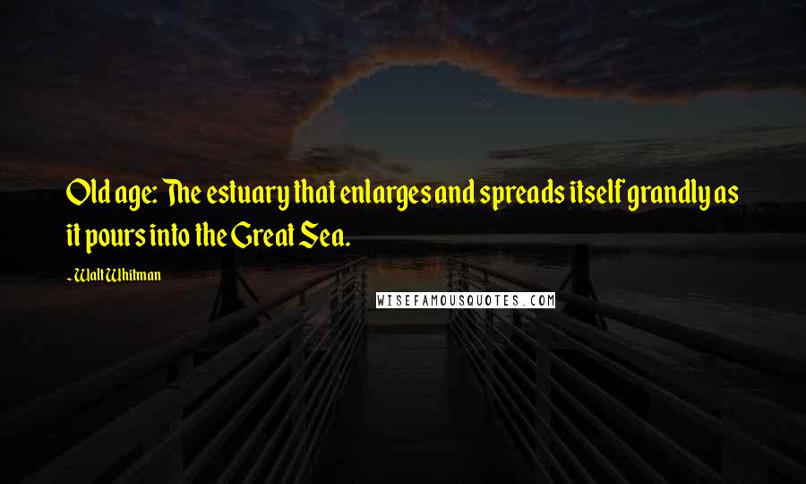 Walt Whitman Quotes: Old age: The estuary that enlarges and spreads itself grandly as it pours into the Great Sea.