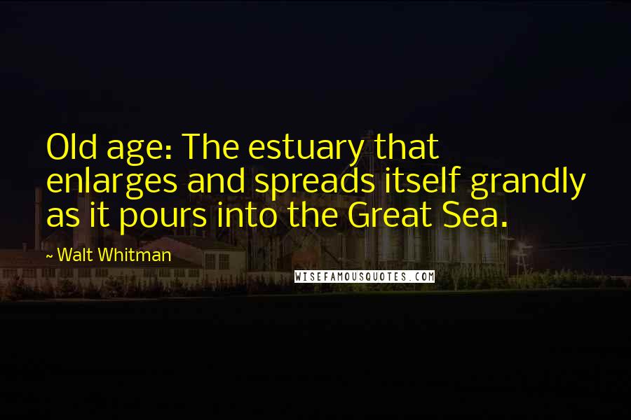 Walt Whitman Quotes: Old age: The estuary that enlarges and spreads itself grandly as it pours into the Great Sea.