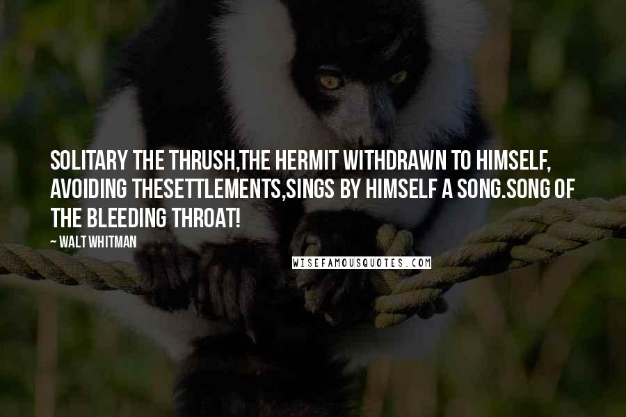 Walt Whitman Quotes: Solitary the thrush,The hermit withdrawn to himself, avoiding thesettlements,Sings by himself a song.Song of the bleeding throat!