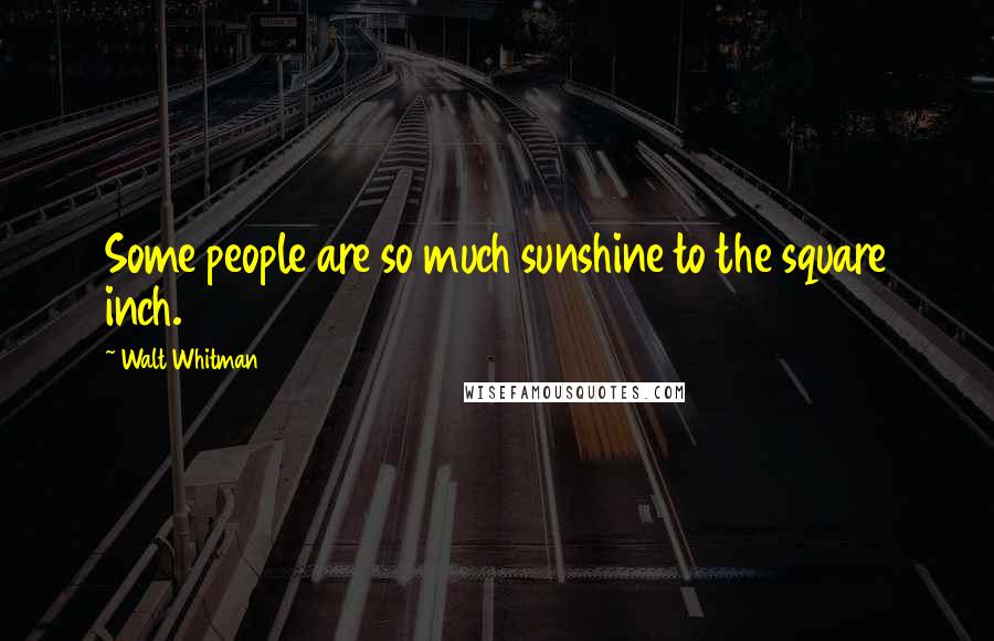 Walt Whitman Quotes: Some people are so much sunshine to the square inch.