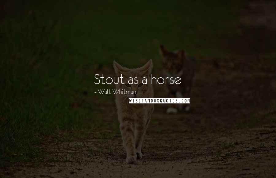 Walt Whitman Quotes: Stout as a horse