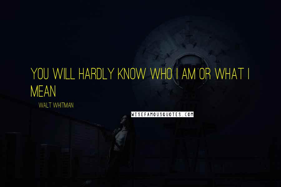 Walt Whitman Quotes: You will hardly know who I am or what I mean