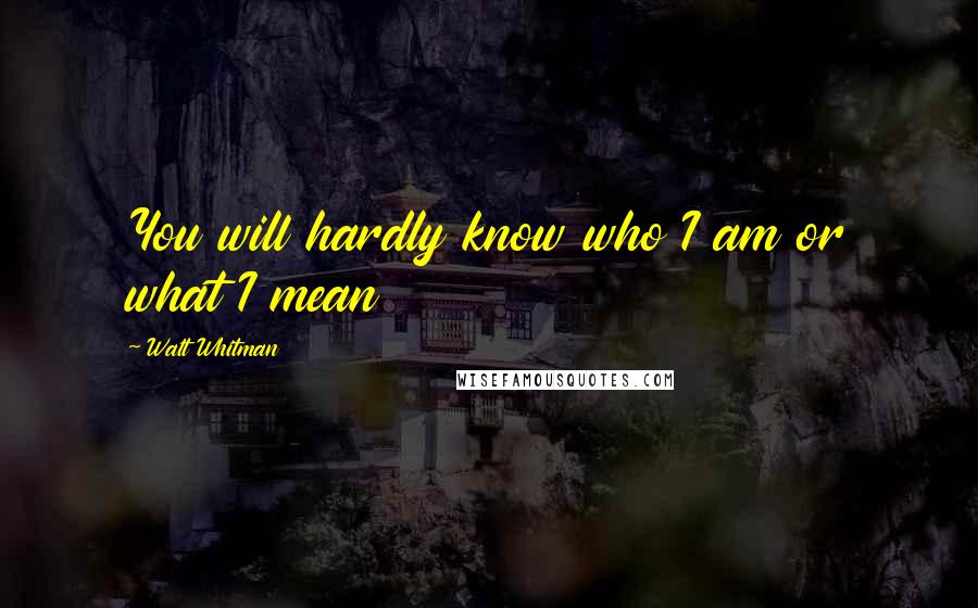 Walt Whitman Quotes: You will hardly know who I am or what I mean